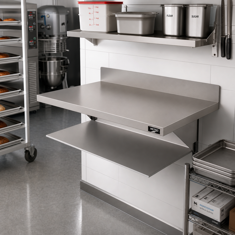 Product image #3 for Metro SmartLever 30" x 42" Stainless Steel Work Surface with 4" Backsplash