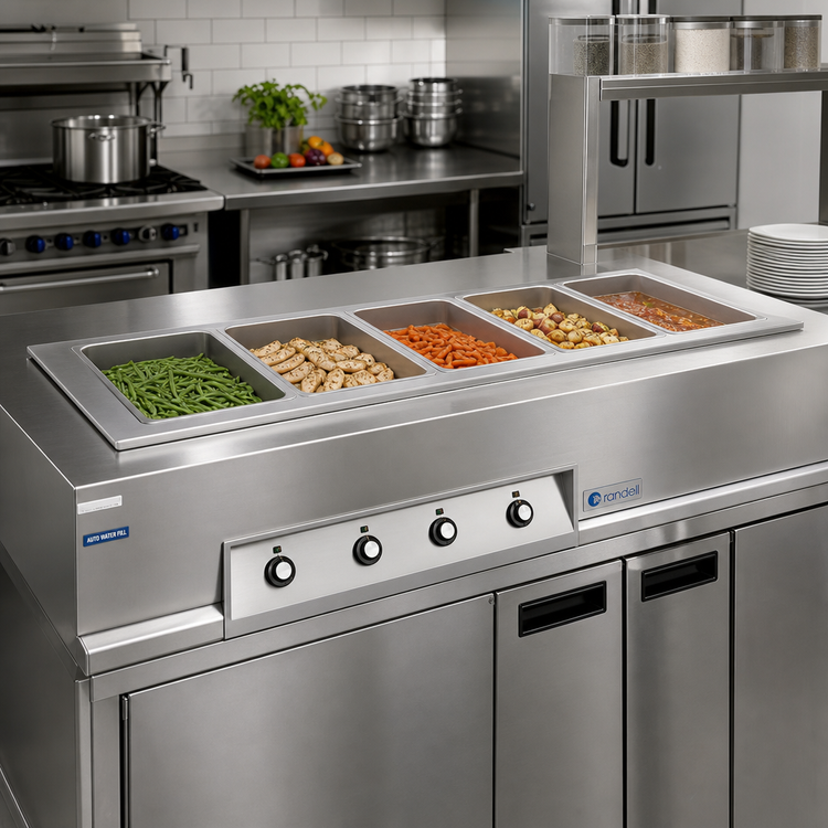 Product image #2 for Randell 9560-5AWF Insulated Drop-In Electric Hot Food Well with Auto Water Fill, 5 Full-Size Pans, Wet Operation