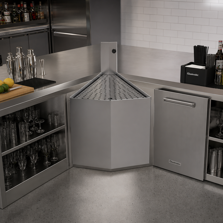Product image #2 for Glastender Underbar Outside Wedge Corner Drainboard, 30° Angle, 24-Inch Deep, No Legs