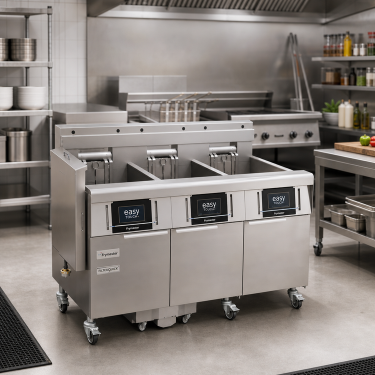 Product image #2 for Frymaster FilterQuick 60 lb Electric Floor Model Fryer with Built-In Automatic Filtration and FQ4000 easyTouch Controller