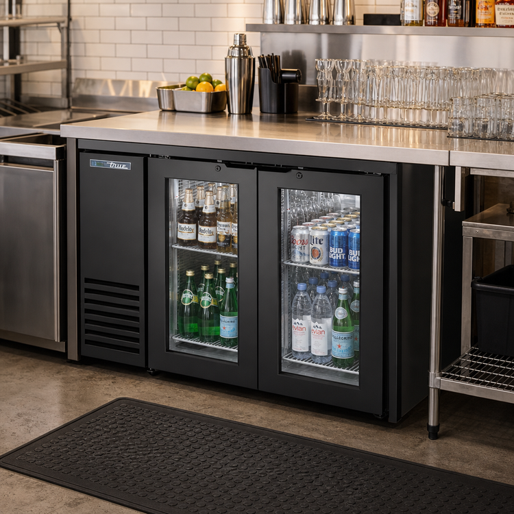 Product image #2 for True 48-Inch Two-Section Back Bar Cooler with Glass Doors and Left-Side Condensing Unit