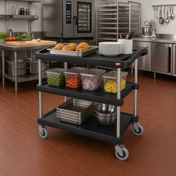 Product image #2 for Metro myCart Series 3-Shelf Open-Base Polymer Utility Cart, Black