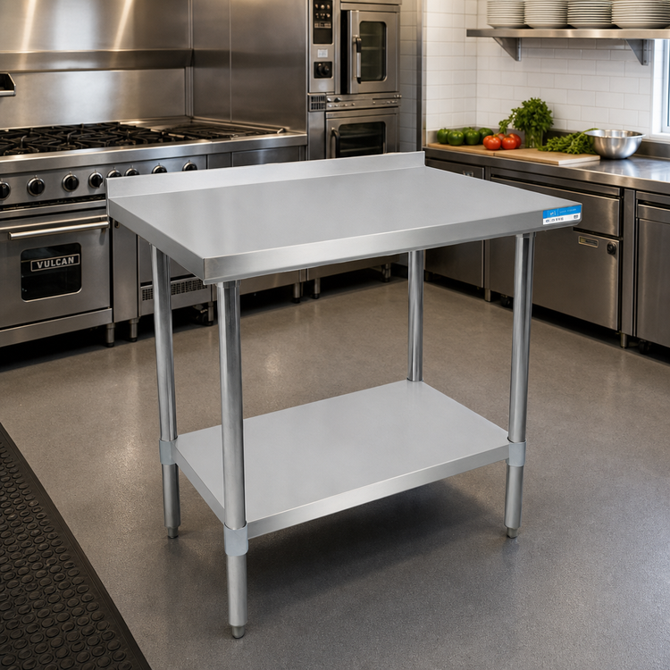 Product image #2 for BK Resources 60" x 30" Stainless Steel Work Table with 1-1/2" Rear Riser and Undershelf