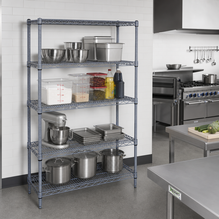 Product image #2 for Quantum 72 x 21 x 54 Inch Stationary Wire Shelving Starter Kit, Gray Epoxy Antimicrobial Finish