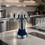 Thumbnail image #2 for Perlick Corporation 4056BL4BPC Roma Countertop Glycol-Cooled 4-Faucet Draft Beer Tower, Polished Chrome with Blue Ceramic Skirt