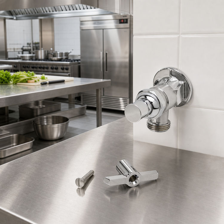 Product image #2 for Commercial Sill Faucet with Removable Loose Key Handle, 3/4 Inch Flanged Female Inlet, 3/4 Inch Hose Thread Outlet