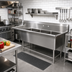Thumbnail image #2 for John Boos Pro-Bowl 3-Compartment Freestanding Stainless Steel Sink with Left Drainboard, 76-3/16