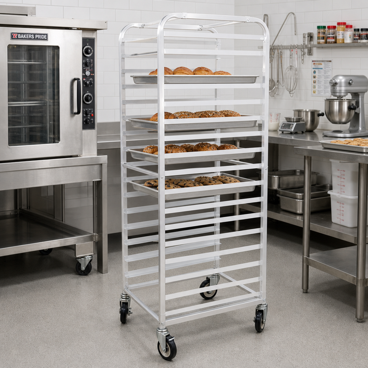 Product image #2 for Full-Size Mobile Aluminum End-Load Pan Rack, 18 Pan Capacity