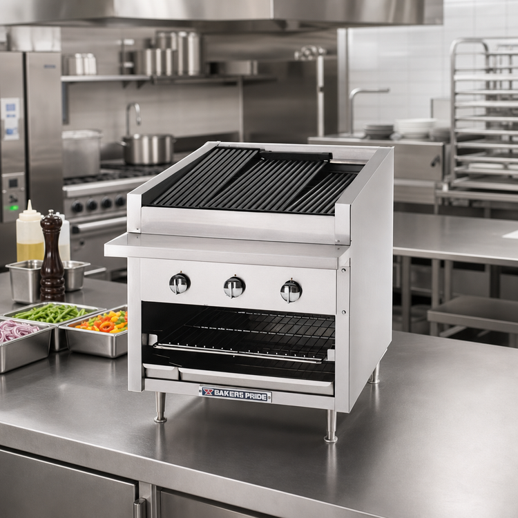 Product image #2 for Bakers Pride Dante Series 24-Inch Countertop Radiant Gas Charbroiler with Round Rod Grate