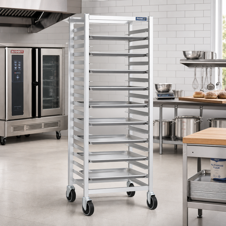 Product image #2 for Panco Mobile Full-Height Open-Side Utility Rack for 18 x 26 Trays, 24-Pan Capacity