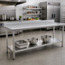 Thumbnail image #2 for Deluxe Series Stainless Steel Work Table with 4-1/2-Inch Backsplash and Undershelf, 120 x 30 Inches