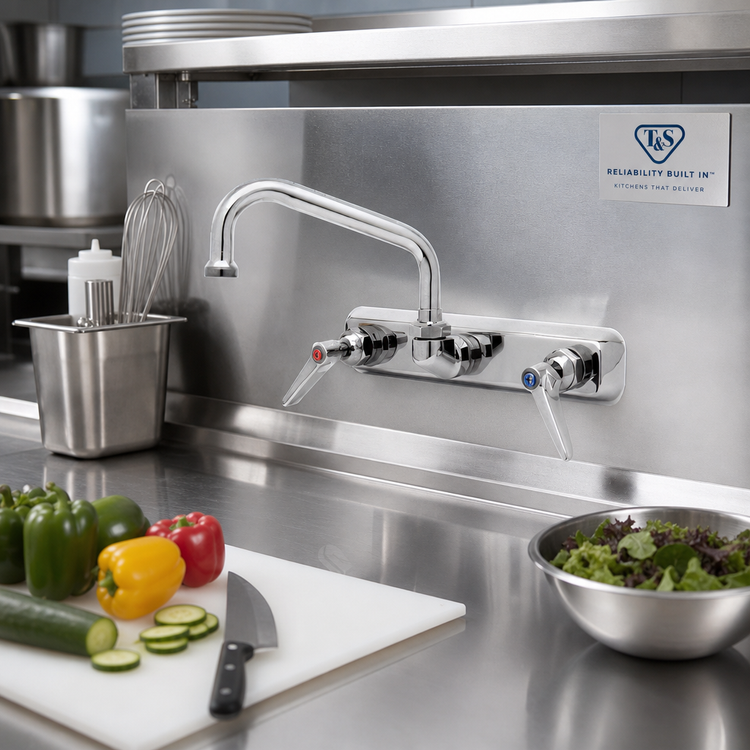 Product image #2 for T&S Brass B-1127-M Backsplash-Mounted Workboard Faucet with 10-Inch Swing Nozzle