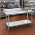 Thumbnail image #2 for Advance Tabco 144-Inch x 30-Inch 16-Gauge 304 Stainless Steel Work Table with 5-Inch Backsplash and Adjustable Undershelf