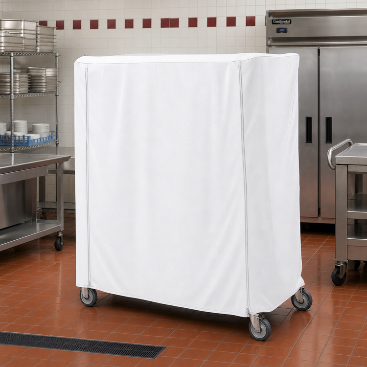 Product image #2 for Metro Queen Mary & Banquet Cart Cover, 72 x 24 x 74 Inch, White Knitted Polyester, Velcro Fastener