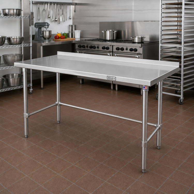 Product image #2 for John Boos Stallion 60 Inch x 24 Inch Stainless Steel Work Table with 1-1/2 Inch Rear Up-Turn