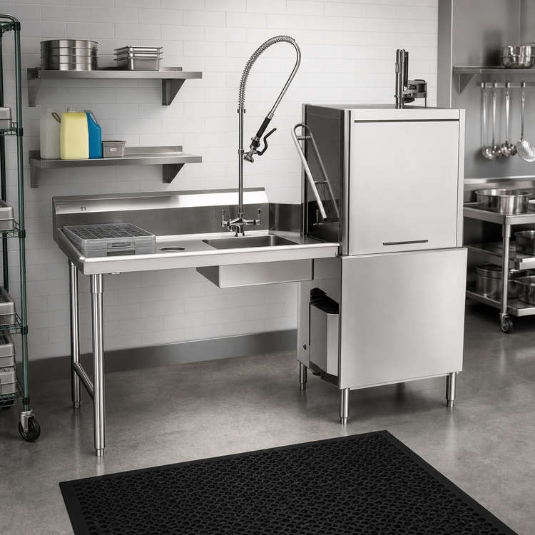 Product image #2 for 36-Inch Straight Soiled Dishtable with Left-to-Right Operation and 20 x 20 x 5-Inch Pre-Rinse Sink
