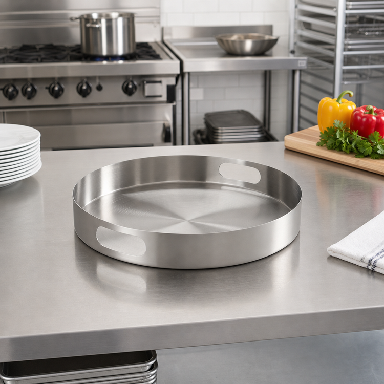Product image #3 for American Metalcraft Round Stainless Steel Serving Tray, 14-5/8 Inch Diameter