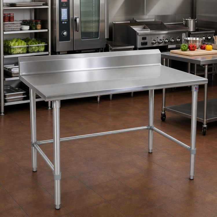 Product image #2 for John Boos Stallion 108-Inch x 30-Inch Stainless Steel Work Table with 5-Inch Backsplash and Safety Edge