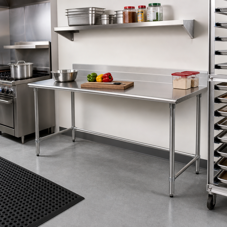 Product image #2 for Eagle Group BlendPort Deluxe Series Stainless Steel Work Table with 4-1/2" Backsplash and Open Base, 72" x 24"