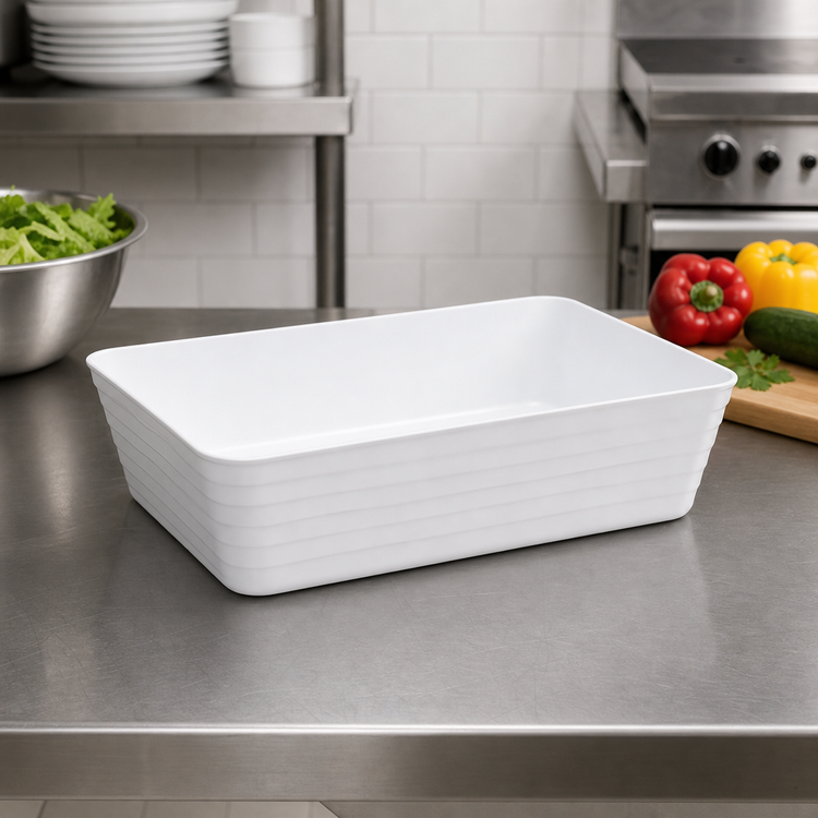 Product image #2 for American Metalcraft Del Mar 96 oz. Rectangular White ABS Plastic Serving Bowl