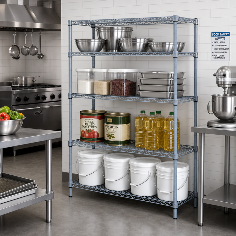 Product image #2 for 42"W x 12"D x 74"H Gray Epoxy Wire Shelving Starter Kit with 4 Shelves