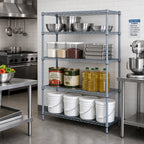 Thumbnail image #2 for Quantum WR74-1242GY 42"W x 12"D x 74"H Gray Epoxy Wire Shelving Starter Unit with 4 Shelves and 4 Posts