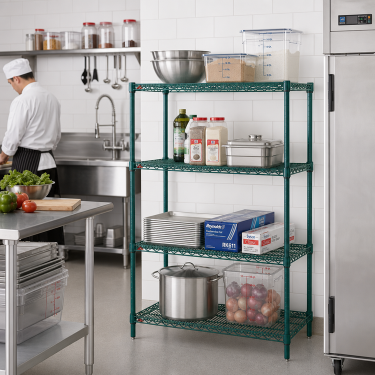Product image #3 for Metro Super Erecta Super Adjustable Add-On Wire Shelving Unit, 24 x 24 x 63 Inches, 4 Shelves, Metroseal 3 Green