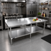 Thumbnail image #2 for Sapphire 84-Inch Stainless Steel Worktable with 5-Inch Backsplash and Undershelf