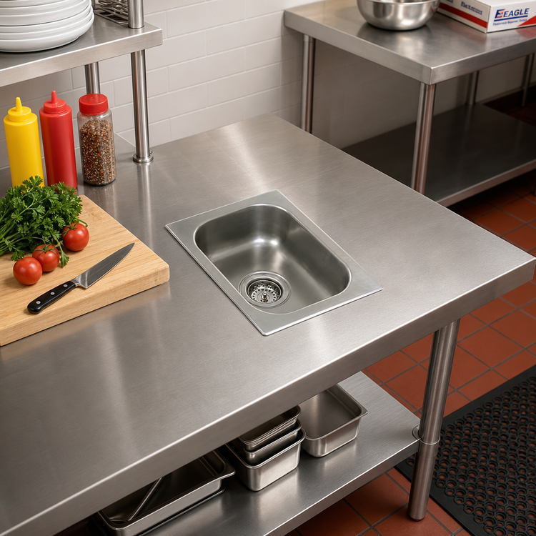 Product image #2 for Eagle Group Self-Rimming Drop-In Sink with No Deck, 1-Compartment, 10 x 14 x 9-1/2 Inch Bowl, 18 Gauge 304 Stainless Steel