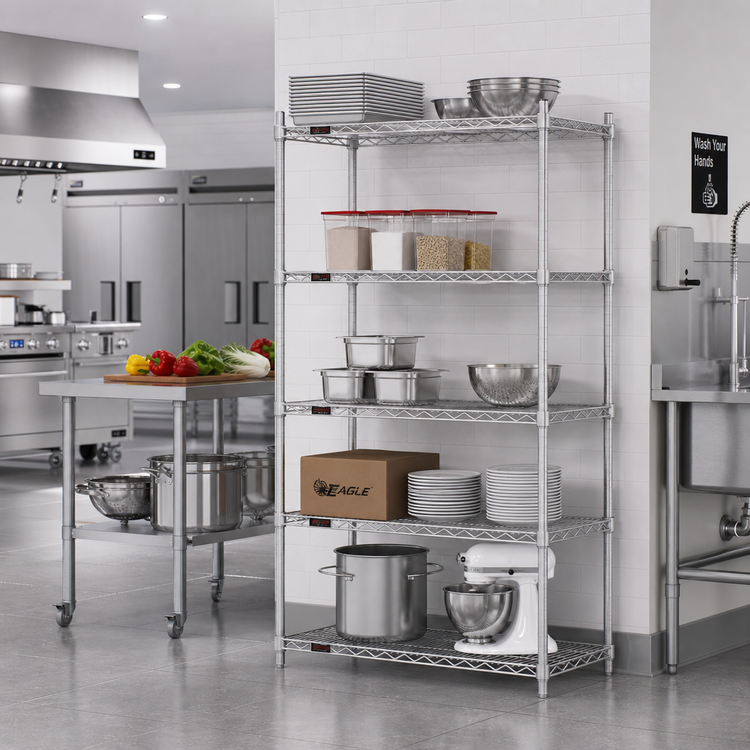 Product image #2 for EAGLEbrite 5-Tier Stationary Starter Wire Shelving Unit, 36 x 21 x 74 Inches, Zinc Finish