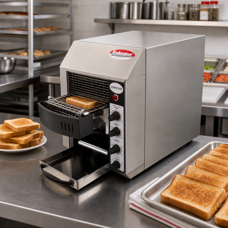 Product image #2 for BakeMax Countertop Conveyor Toaster with 1-Slice Feed, 180 Pieces/Hour, 120V