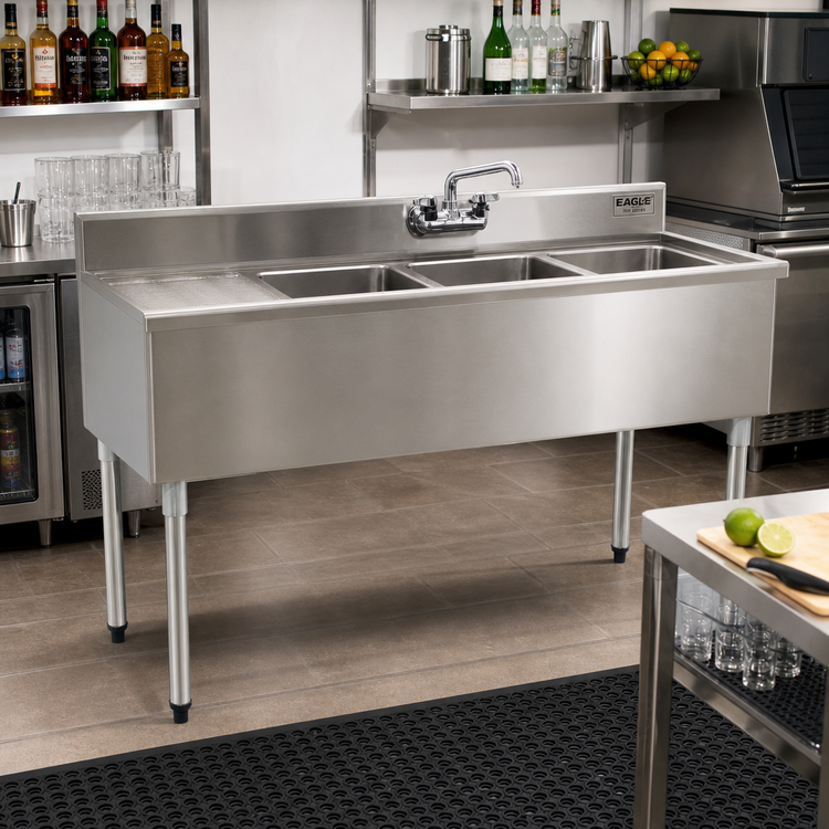 Product image #2 for Eagle Group 1800 Series Two-Compartment Underbar Sink Unit with Left Drainboard