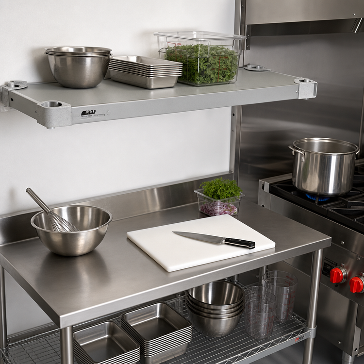Product image #3 for Eagle Quik-Set 42" x 18" Solid Flat Shelf with Marine Edge, Gray Epoxy Finish