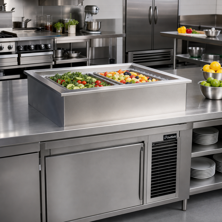 Product image #2 for Delfield Drop-In Self-Contained Refrigerated Cold Well, 2 Full-Size Pan Capacity, 30-3/4 Inch Wide