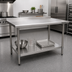Thumbnail image #2 for Eagle Group Budget Series 60-Inch x 36-Inch 430 Stainless Steel Work Table with Rear Up-Turn and Adjustable Undershelf