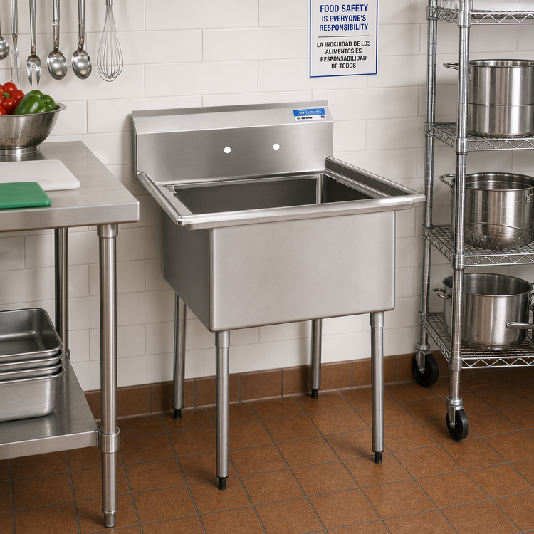 Product image #2 for BK Resources One-Compartment Economy Stainless Steel Sink with 18" x 18" x 12" Bowl