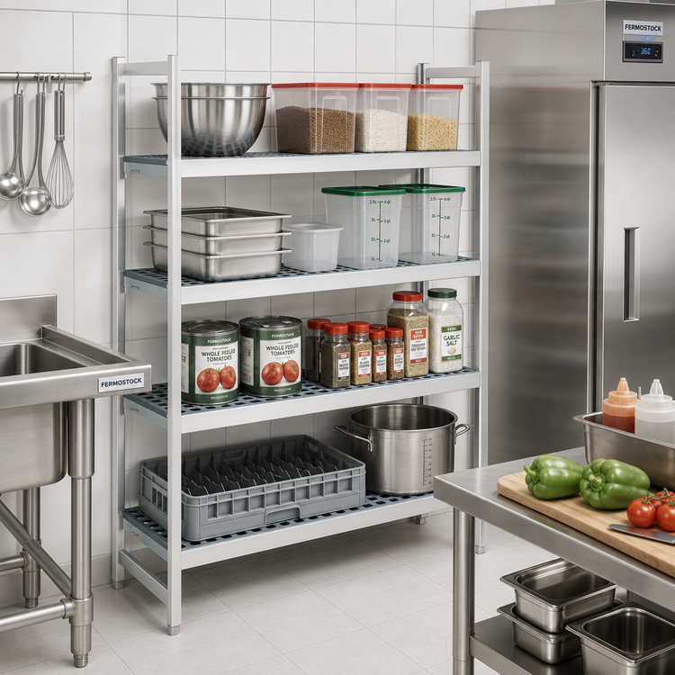Product image #2 for Fermostock 4-Tier Stationary Starter Polymer Shelving Unit, 38W x 14D x 66H