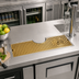 Thumbnail image #2 for Metropolis T Surface Mount Drip Tray Trough with Integral Glass Rinser and PVD Brass Screen, 24 x 8-1/2 Inch