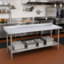 Thumbnail image #2 for Duke Manufacturing Deluxe Stainless Steel Work Table with 1-1/8 Inch Straight Riser, 108 x 36 Inches