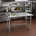 Thumbnail image #2 for Advance Tabco Special Value 48 x 36 Inch Open Base Stainless Steel Work Table with 1-1/2 Inch Rear Splash