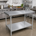 Thumbnail image #2 for John Boos Stallion 72-Inch x 30-Inch Stainless Steel Top Work Table with Galvanized Legs and Adjustable Undershelf