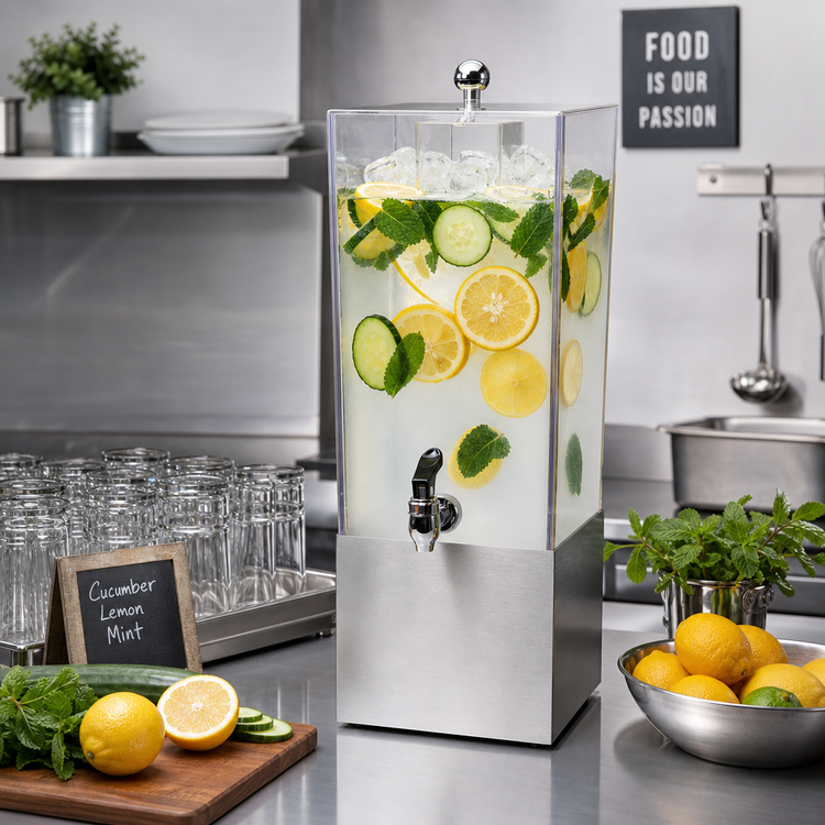 Product image #2 for Cal-Mil Single 3 Gallon Beverage Dispenser with Polycarbonate Tank, Ice Chamber and Stainless Steel Base