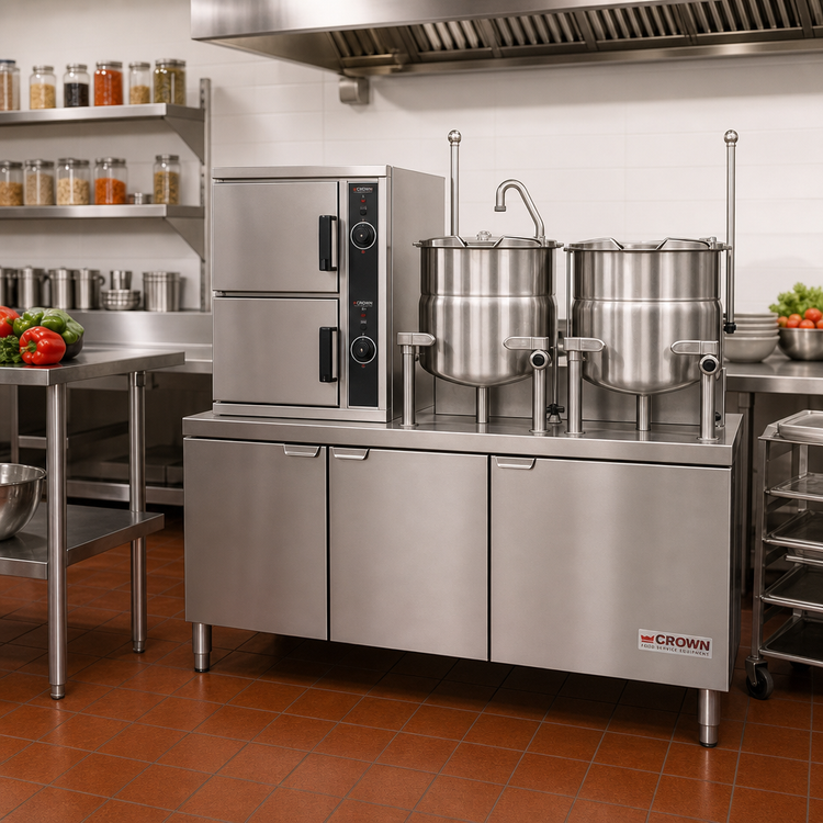 Product image #2 for Crown ECX-10-6-6 Double Compartment Electric Convection Steamer with (2) 6 Gallon Kettles