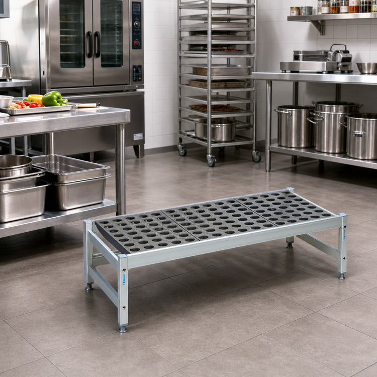 Product image #2 for Fermostock 52-Inch Wide Aluminum Dunnage Rack with Adjustable Feet