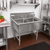 Thumbnail image #2 for Economy Two-Compartment 18-Gauge 304 Stainless Steel Sink with 9-Inch Backsplash
