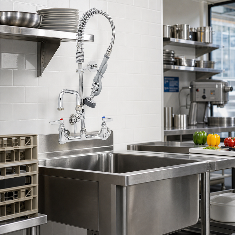 Product image #2 for T&S Brass EasyInstall Mini Pre-Rinse Unit with 8-Inch Wall Mount and 8-Inch Swing Nozzle