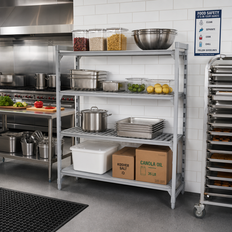 Product image #3 for Camshelving Premium Polymer Add-On Shelving Unit, 21 x 48 x 72, 4-Tier, 3 Vented + 1 Solid, Speckled Gray