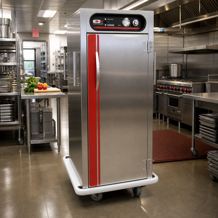 Product image #2 for EnduraHeat Full-Size Stainless Steel Heated Satellite Transport Cart with Universal Slides