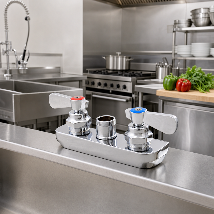 Product image #2 for OptiFlow Heavy Duty Lead-Free Faucet Body, No Spout, 4-Inch Splash Mount, 4-Inch Centers, Polished Chrome