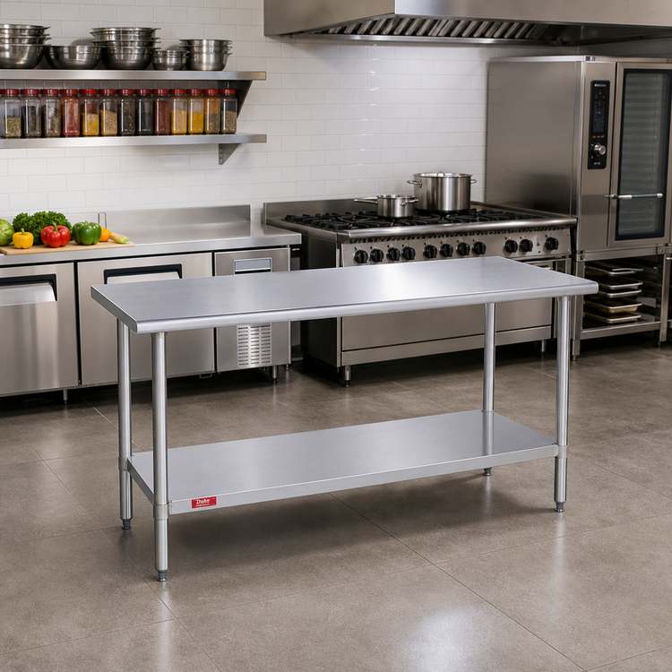 Product image #2 for Duke 48 x 36 x 36-Inch 14-Gauge Stainless Steel Work Table with Undershelf and Posts